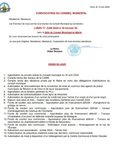 Lire la suite à propos de l’article Conseil municipal : 17 juin 2024