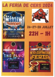 Feria de Cers avec l’ASM34 du 26 au 28 juillet – Programme de vos 3 soirées !