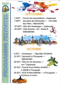 Programme des festivités Septembre / Octobre