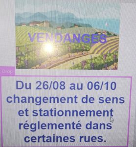 Vendanges 2024 : modification sens de circulation