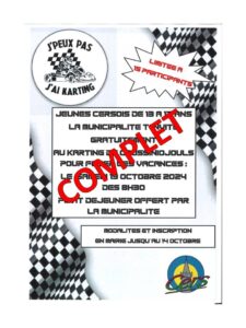 SORTIE KARTING 19/10/24 : toutes les places sont réservées.