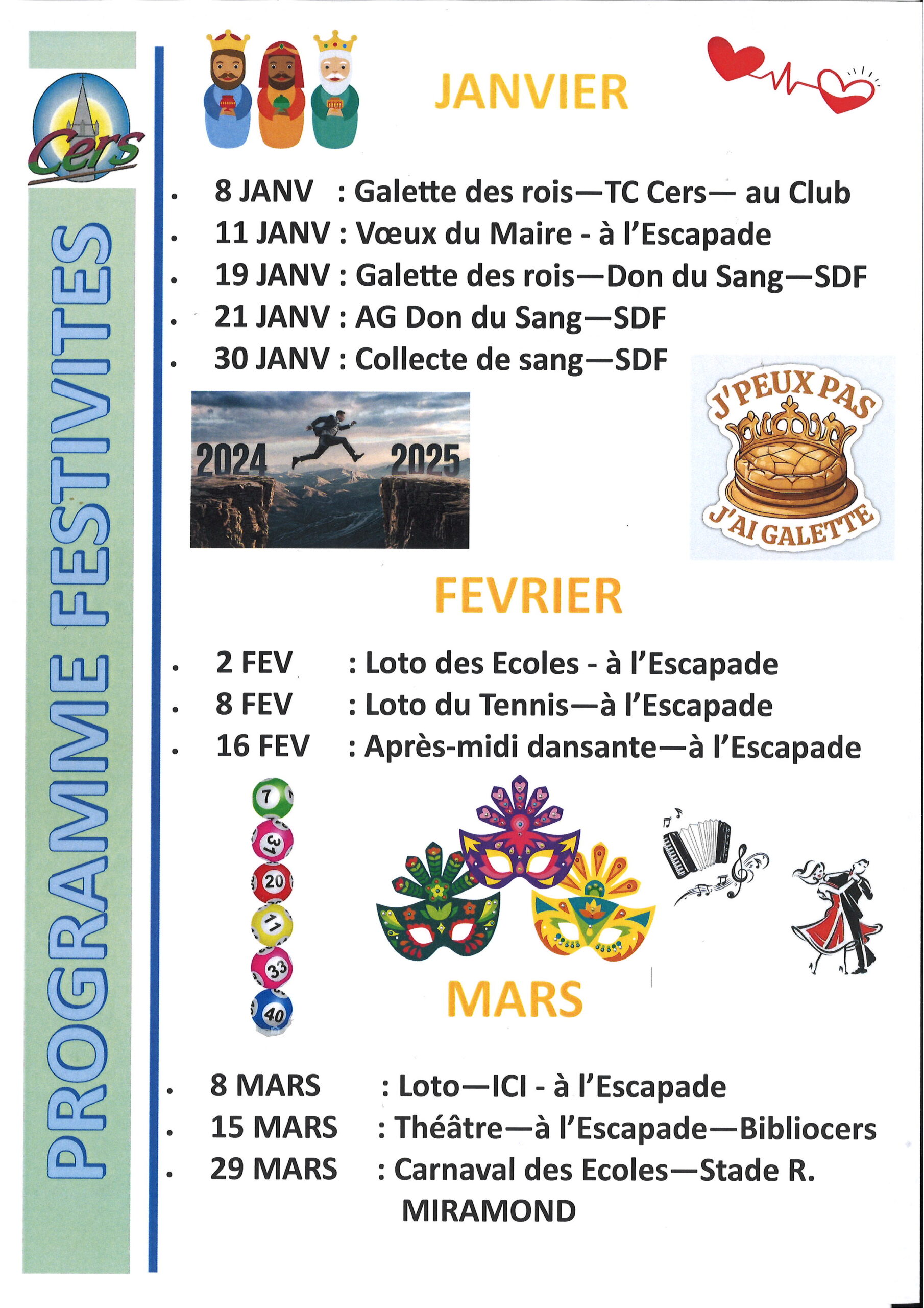 You are currently viewing Programme des festivités Janvier / Février / Mars